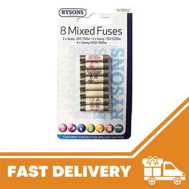 8x Ceramic Domestic Fuses Plug Top Household Cartridge Main Electrical 3-5-13Amp - ZYBUX
